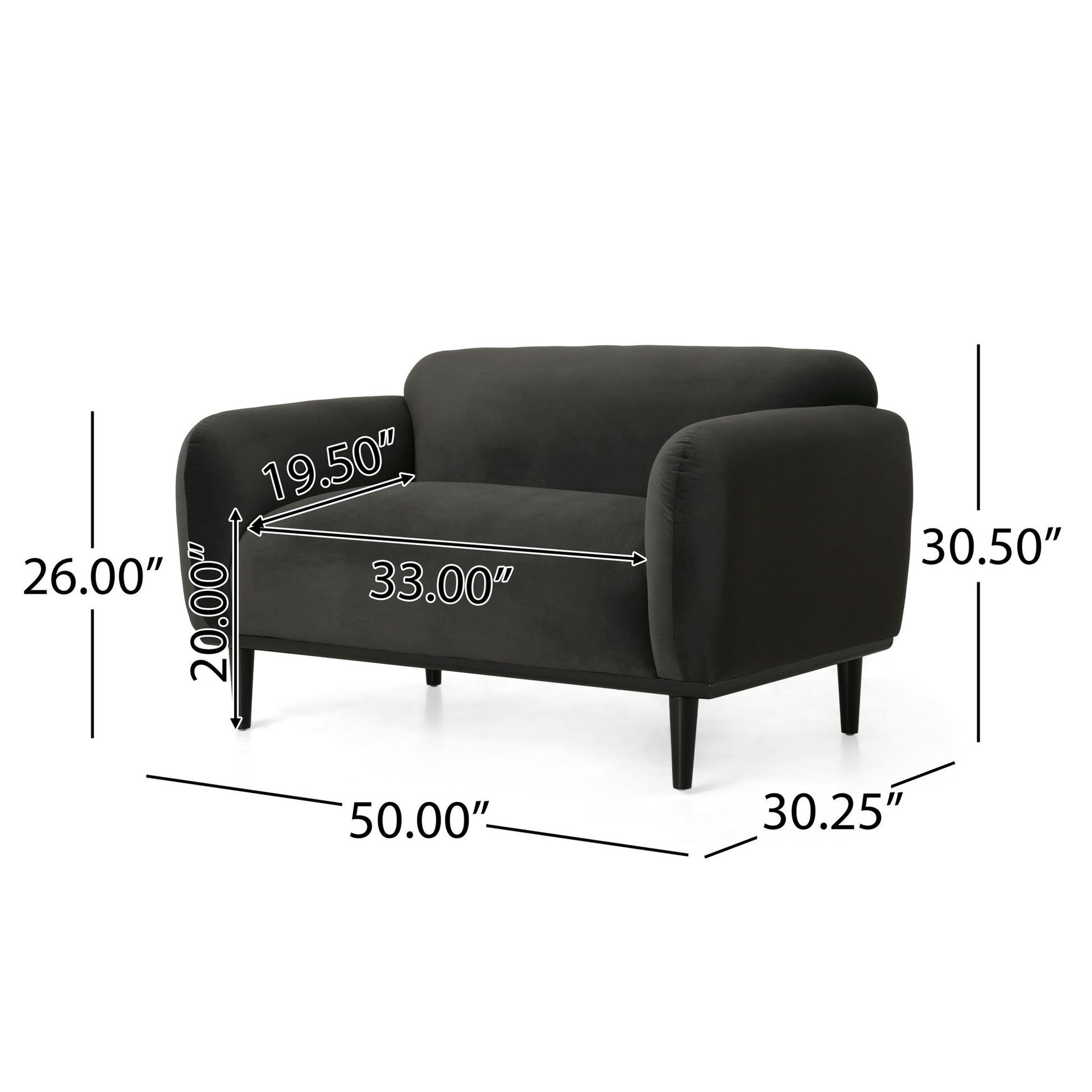 Sway - Upholstered Loveseat With Wood Legs And Round Arms Noble House