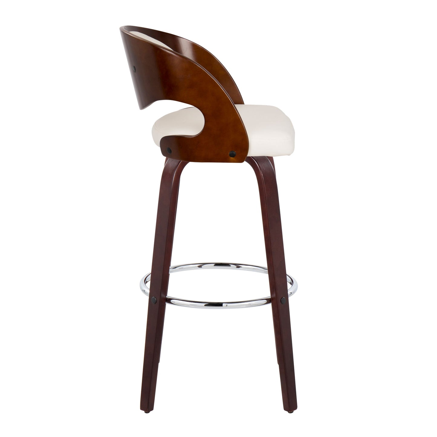 Pino - Mid Century Modern Fixed Height Barstool With Swivel & Round Footrest (Set of 2) Lumi Source