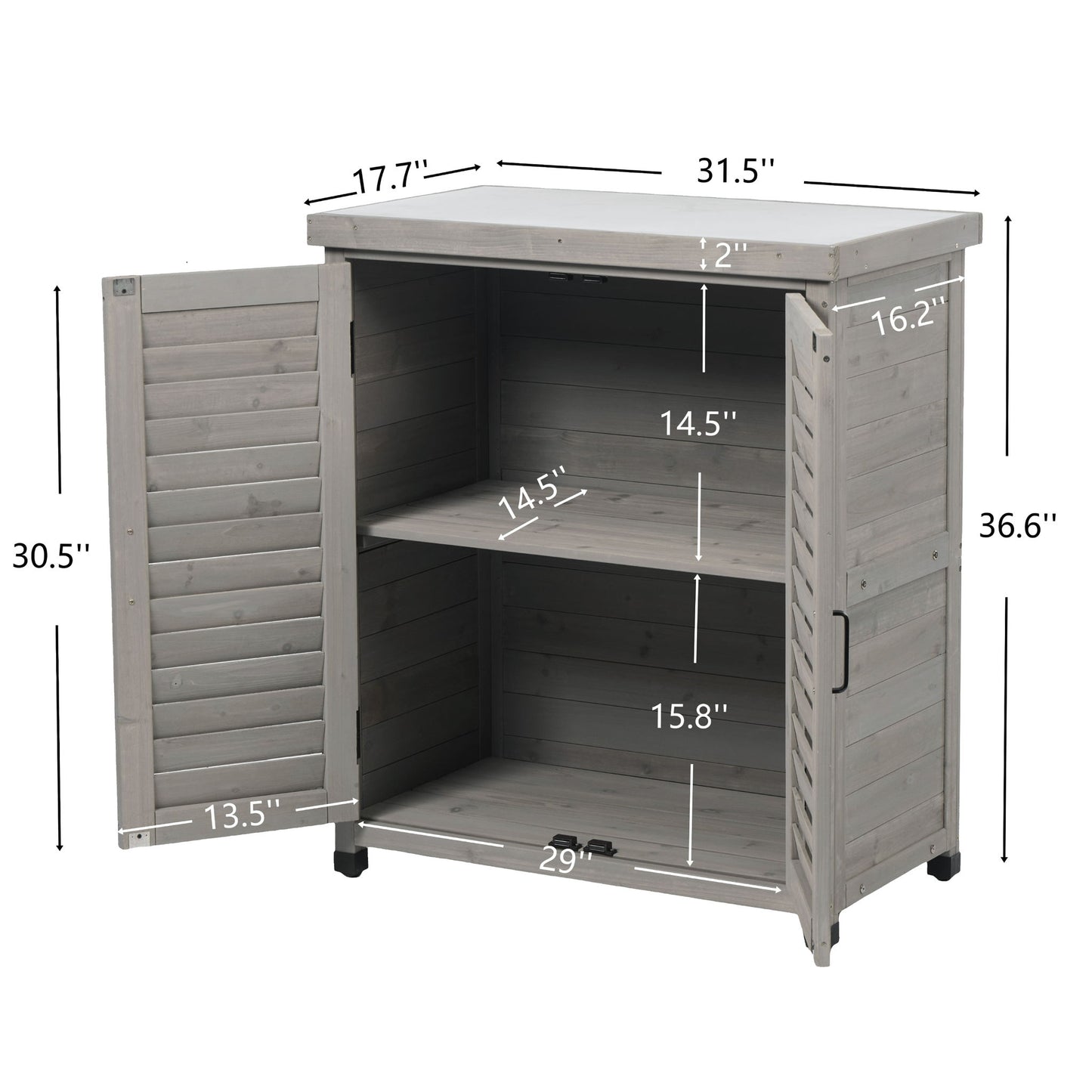 Potting Bench With Storage Cabinet And Metal Table Top For Outdoor Home Essentials