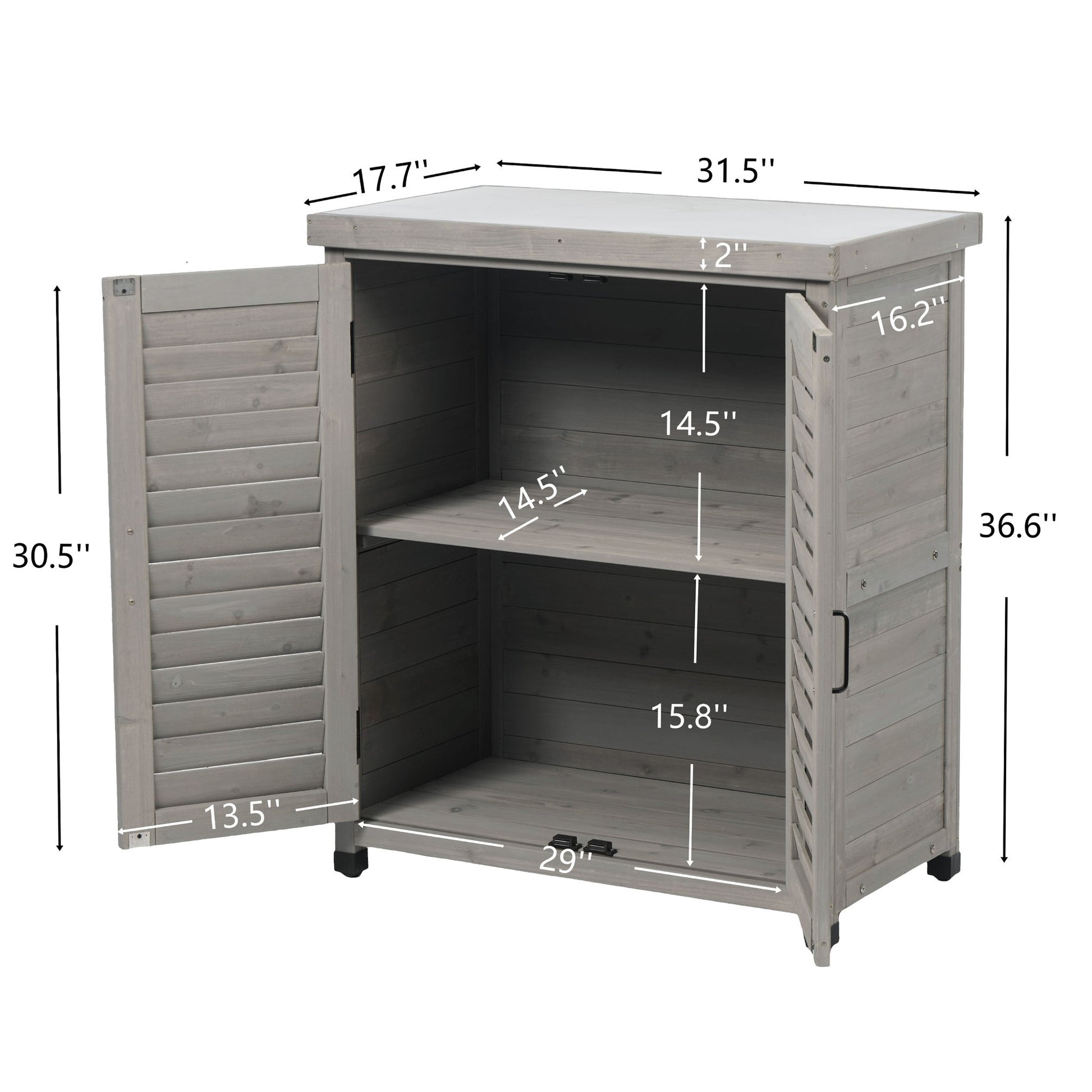 Potting Bench With Storage Cabinet And Metal Table Top For Outdoor Home Essentials