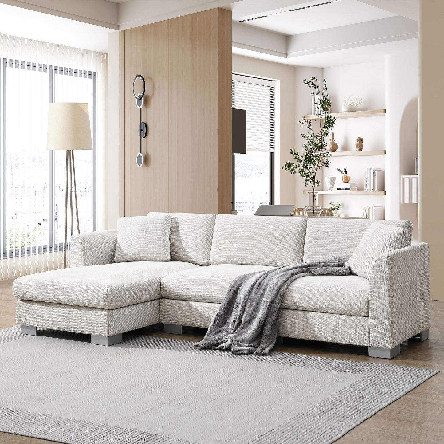 Modern Cloud Sectional Sofa L Shaped Luxury Couch Set With 2 Free Pillows 4 Seat With Oversized Chaise Luxe & Co.