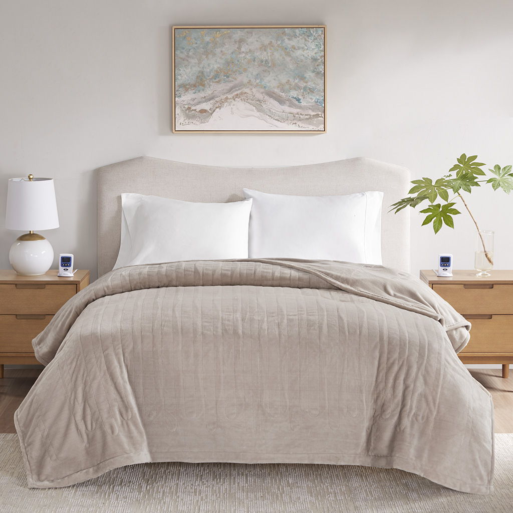 Microplush - King Heated Blanket With Wifi Technology - Taupe Beautyrest