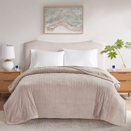 Microplush - King Heated Blanket With Wifi Technology - Taupe Beautyrest