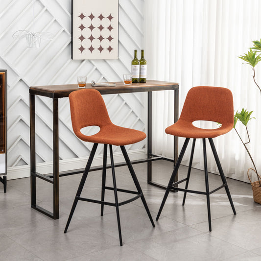 Porth - 28.25" Fabric Kitchen Counter Height Stools (Set of 2) - Orange Home Essentials