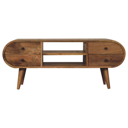 Circular Media Unit With 2 Open Slots Artisan Furniture