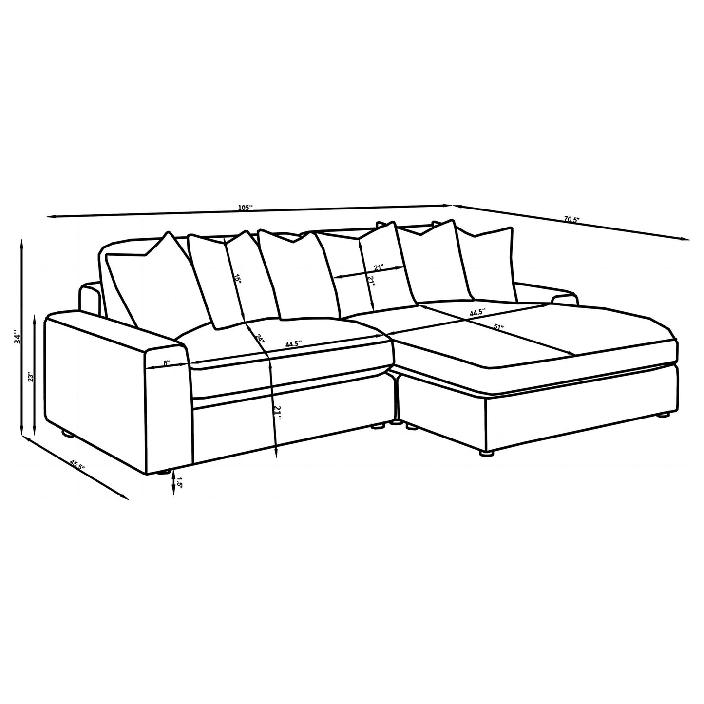 Upton - Reversible Sectional Sofa With Oversized Chaise - Sand Furniture Max