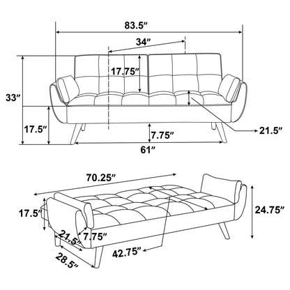 Caufield - Tufted Convertible Sofa Bed Upholstered - Gray Furniture Max