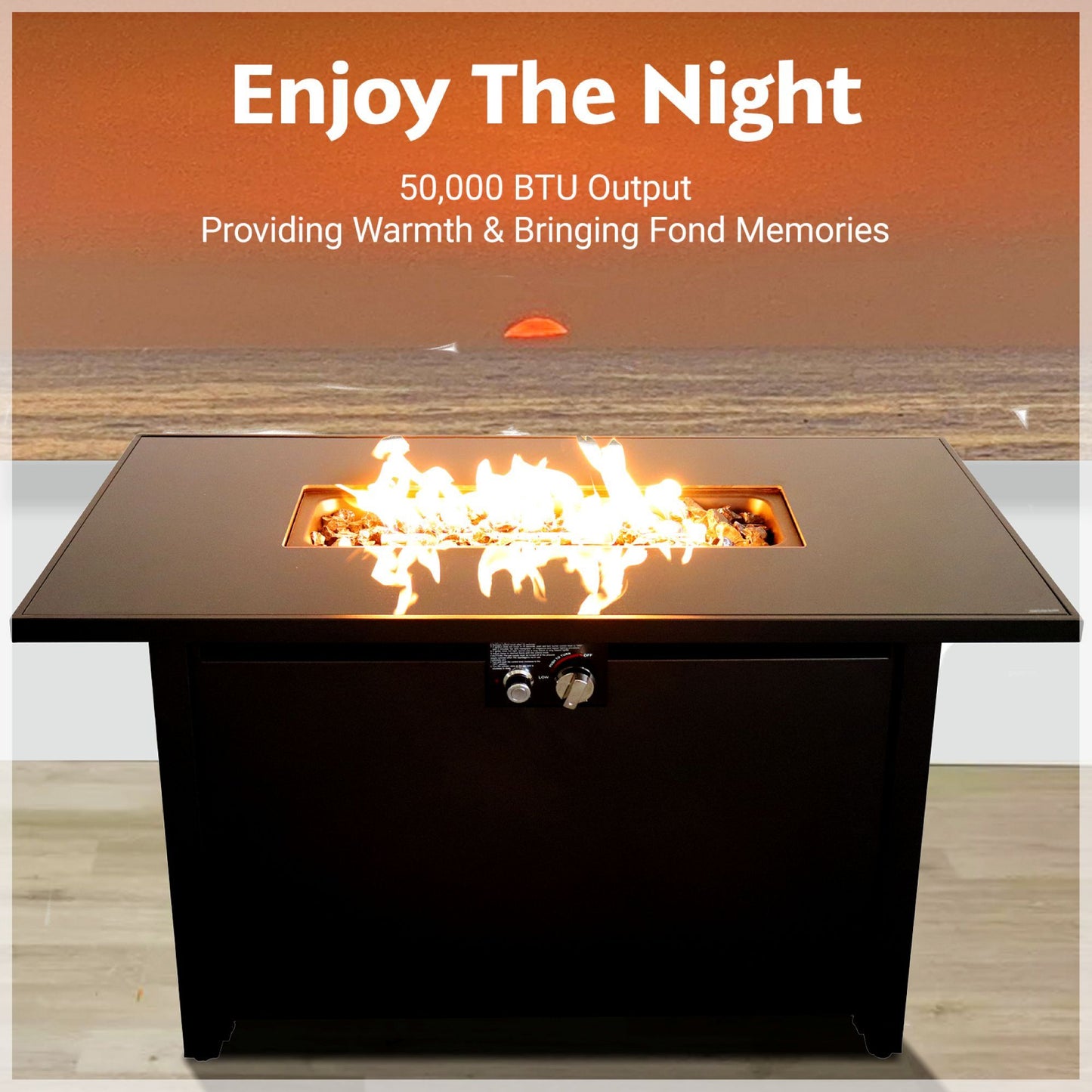 Outdoor Fire Pit Table With Lid - Black LSI Patio Furniture