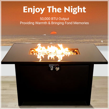 Outdoor Fire Pit Table With Lid - Black LSI Patio Furniture