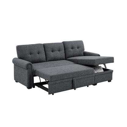 Upholstered Sleeper Sofa With Reversible Storage Chaise - Dark Gray Home Essentials