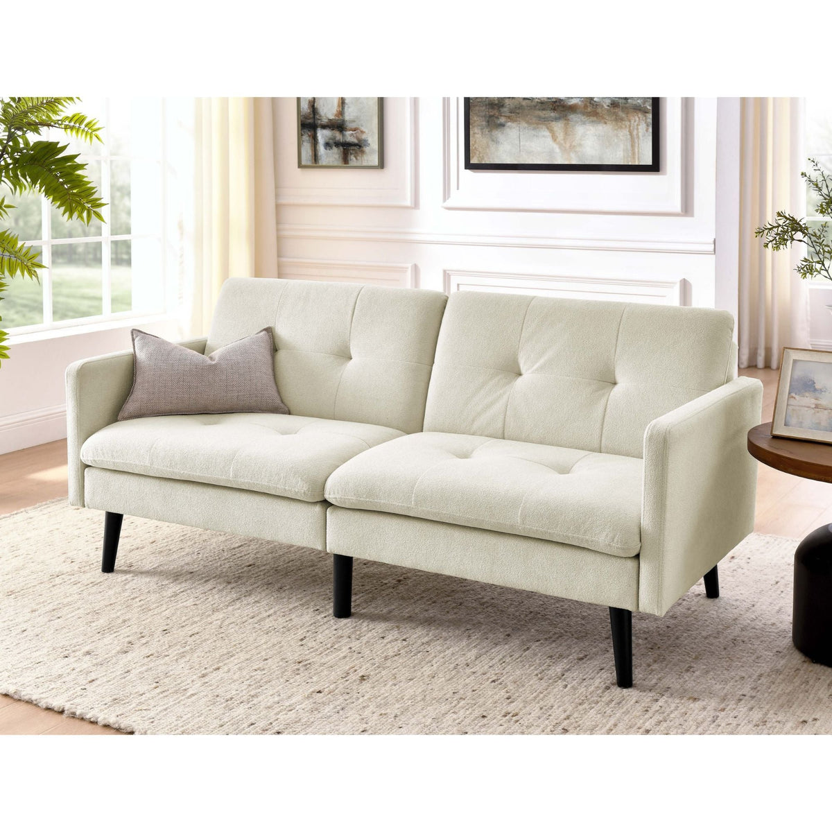 Easy Convert Futon Sofa With Tufted Back And Seat Home Essentials