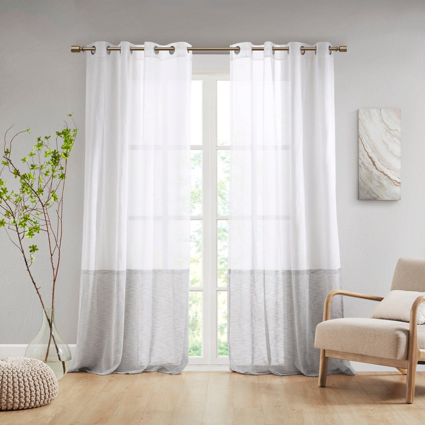 Romo - Dual-Colored Curtain Panel (Single) - White/Grey