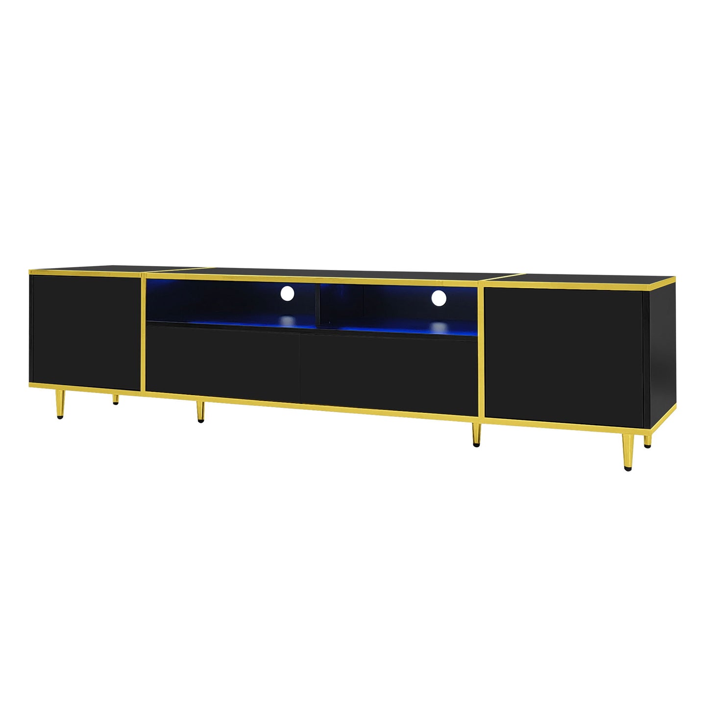 TV Stand For TVs Up To 80", Entertainment Center With 2 Shelves And LED Lights Hearth and Haven