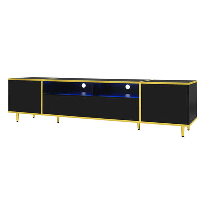 TV Stand For TVs Up To 80", Entertainment Center With 2 Shelves And LED Lights Hearth and Haven