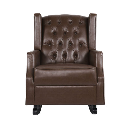 Amedou - Contemporary Tufted Wingback Rocking Chair - Dark Brown Noble House