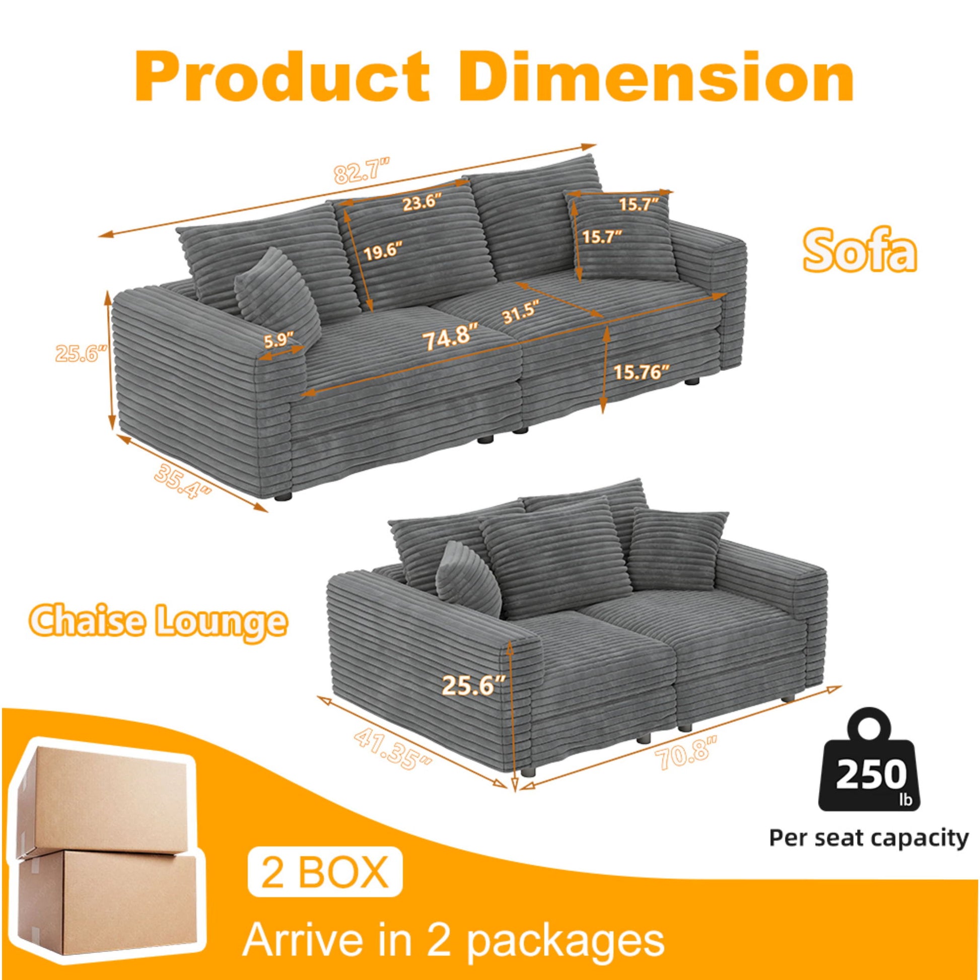 4 Seat Sofa, Modern Comfy Upholstered Sofa Cloud Couch, Deep Seat Couches With Soft Pillows Home Essentials
