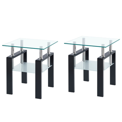 Luxury Modern Tempered Glass Coffee Table With 2 Layers Home Essentials