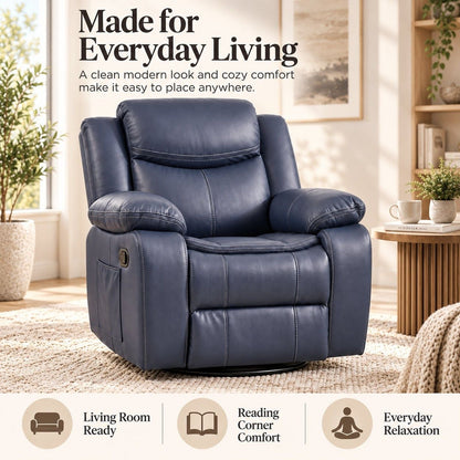 Rocker Recliner Chair With Manual Recline And 360° Swivel Base Home Essentials