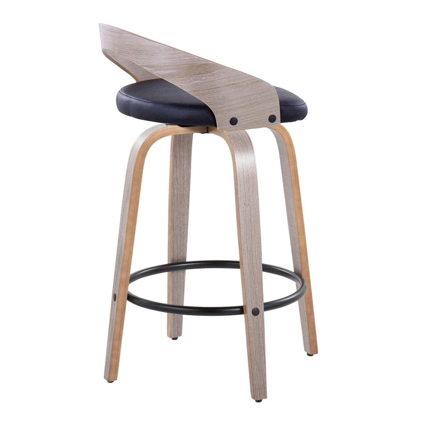 Grotto - Mid Century Modern Fixed Height Counter Stool With Swivel With Round Footrest (Set of 2) Lumi Source