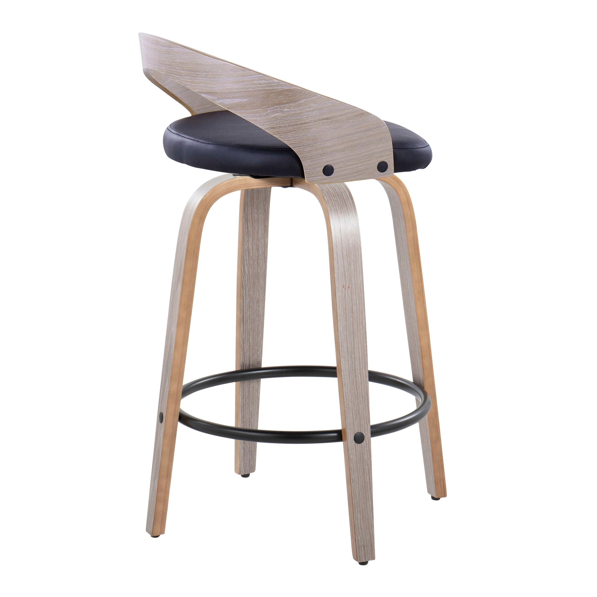 Grotto - Mid Century Modern Fixed Height Counter Stool With Swivel With Round Footrest (Set of 2) Lumi Source
