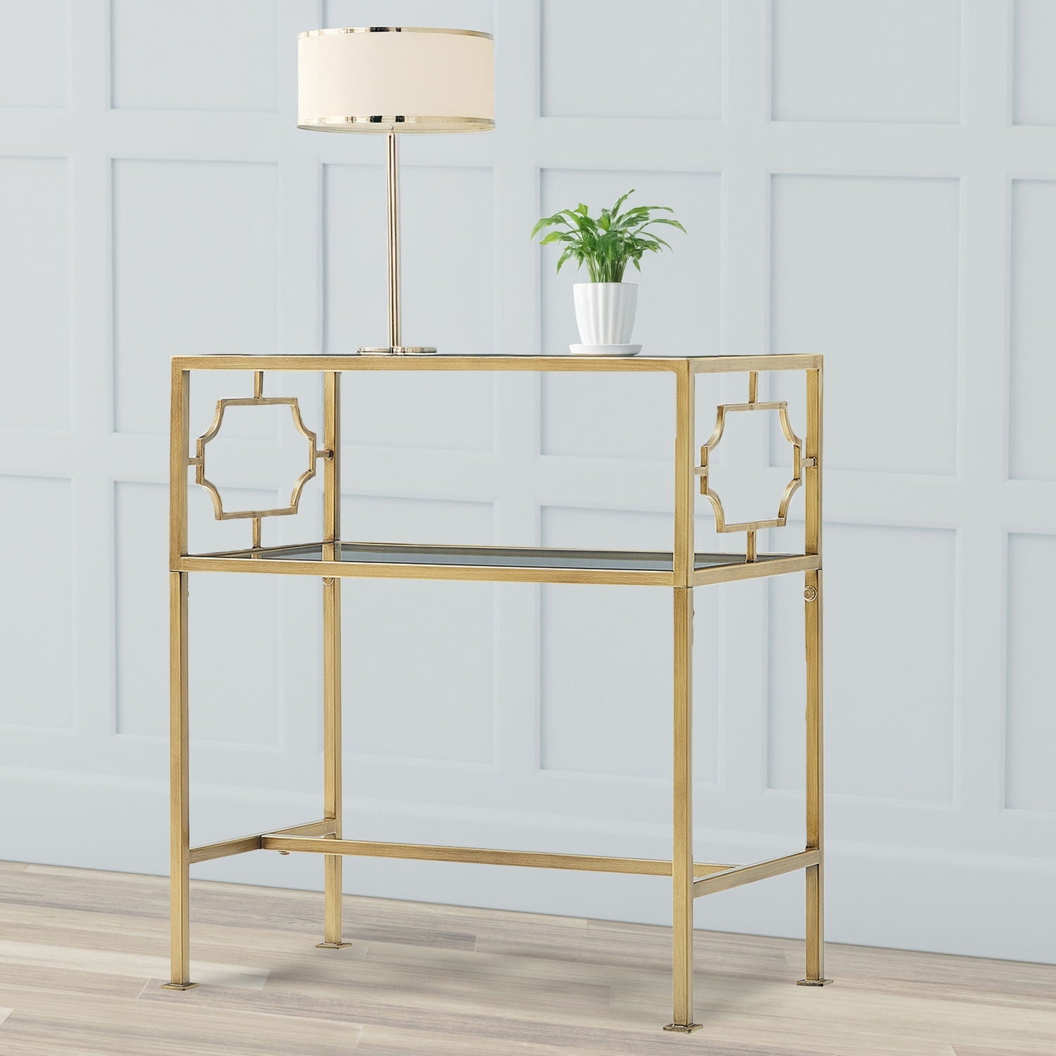 Grifton - Rectangular Glass Accent Table - Antique Gold Home Essentials