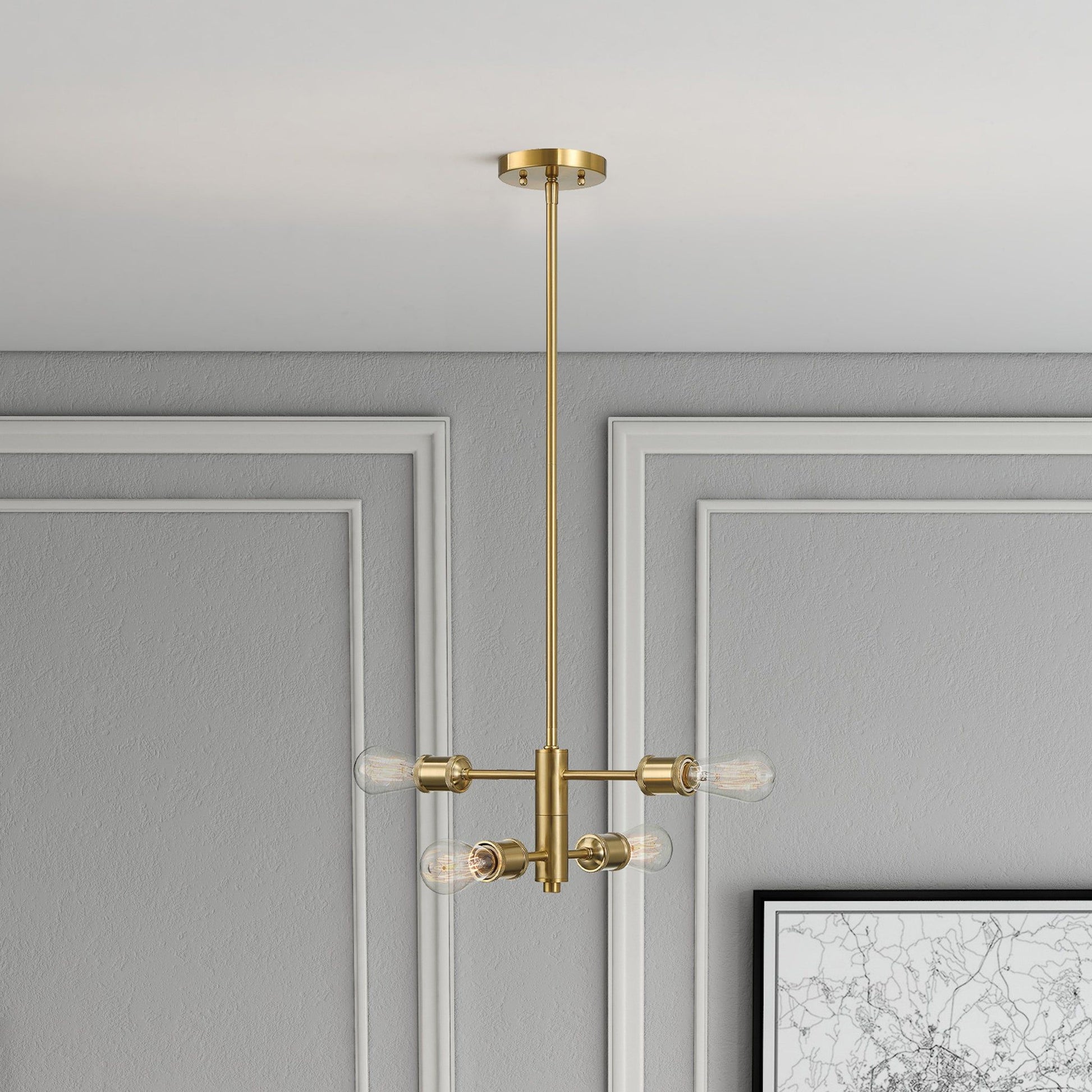 Trellis - 4 Lights Modern Gold Chandelier Vintage Pendant Fixture For Living Room - Clear / Gold Ashcroft Furniture