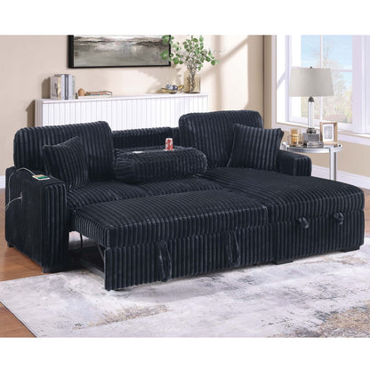 Convertible Sectional Upholstered Sleeper Sofa With Storage Chaise Home Essentials