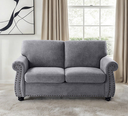 Soft Loveseat, Upholstered 2 Seater Couch, Loose Back Cushions And Turned Legs US Pride