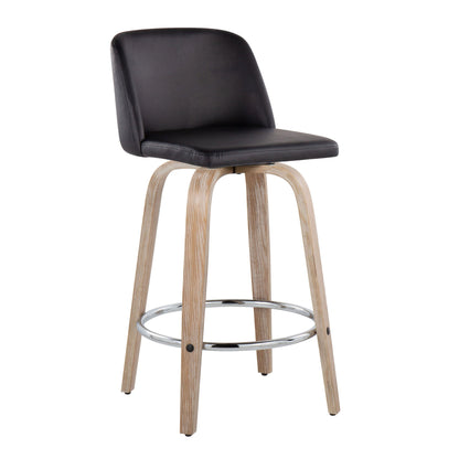 Toriano - Modern Design Fixed Height Counter Stool With Swivel With Round Footrest (Set of 2) Lumi Source