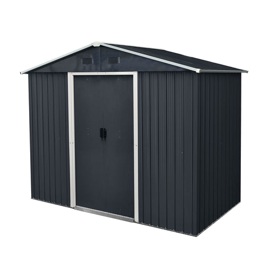 Outdoor Metal Storage Shed With Sliding Door And Foundation For Backyard, Patio, Lawn Daily Nest