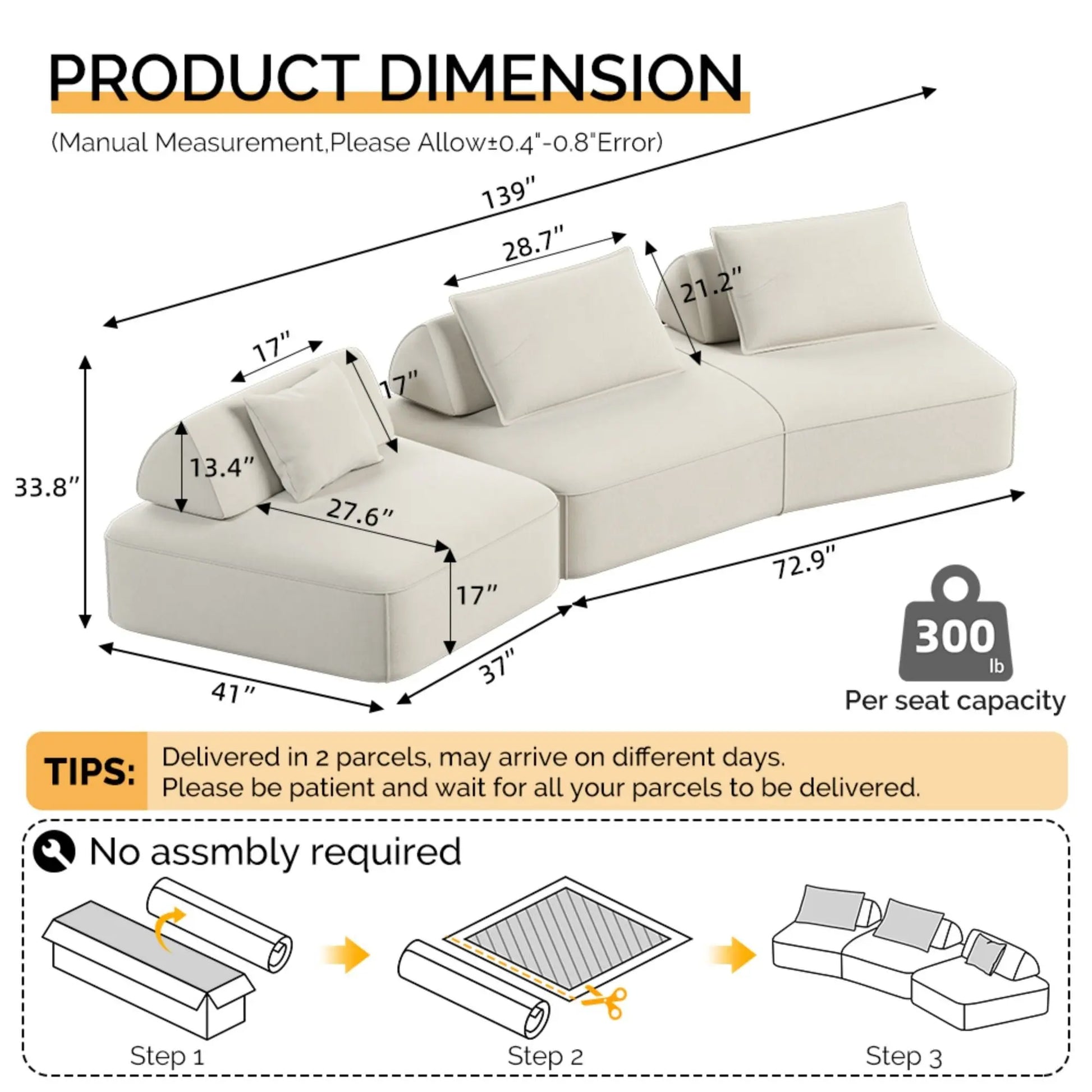 Modern Luxury Oversized Modular Sectional Sofa Set Home Essentials