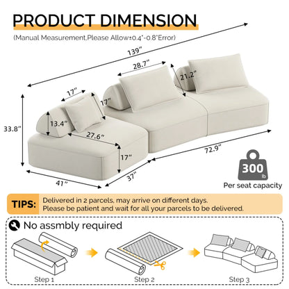 Modern Luxury Oversized Modular Sectional Sofa Set Home Essentials