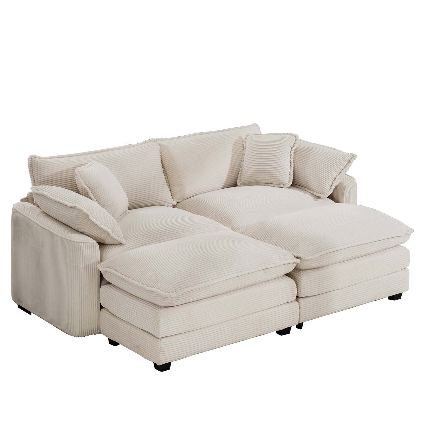 Modern Oversized Modular Cushion Sofa With Ottoman, Low Back, Deep Seating Sofa Set Home Essentials