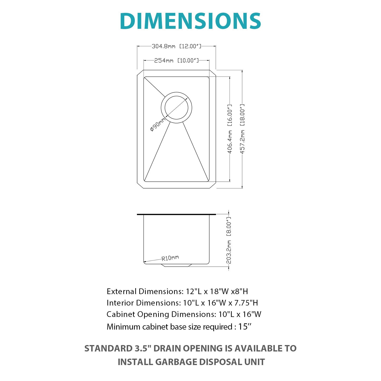 12" Undermount Kitchen Sink, Deep Single Bowl - Brushed Nickel Daily Nest