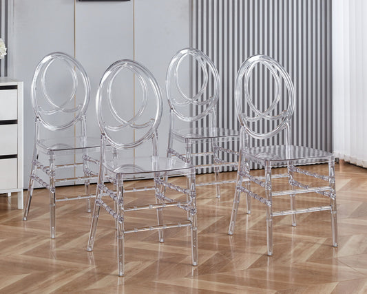 Dining Chair, Plastic Seat, Welding Chair (Set of 4) - Transparent Home Essentials