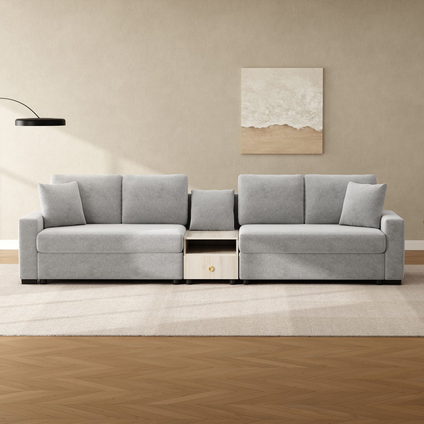 Modular Sofa Couch With Storage Armrest And Center Console Noble House