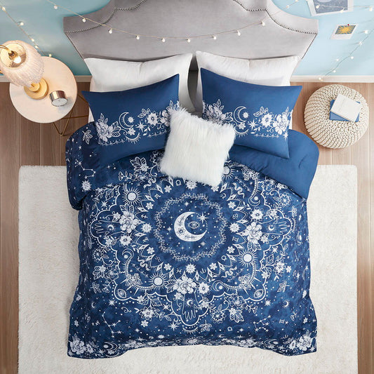 Stella - Twin Celestial Comforter Set - Navy Intelligent Design