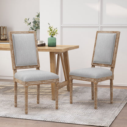 French Country Style Dining Chair With Upholstered Seating And Fluted Legs Noble House