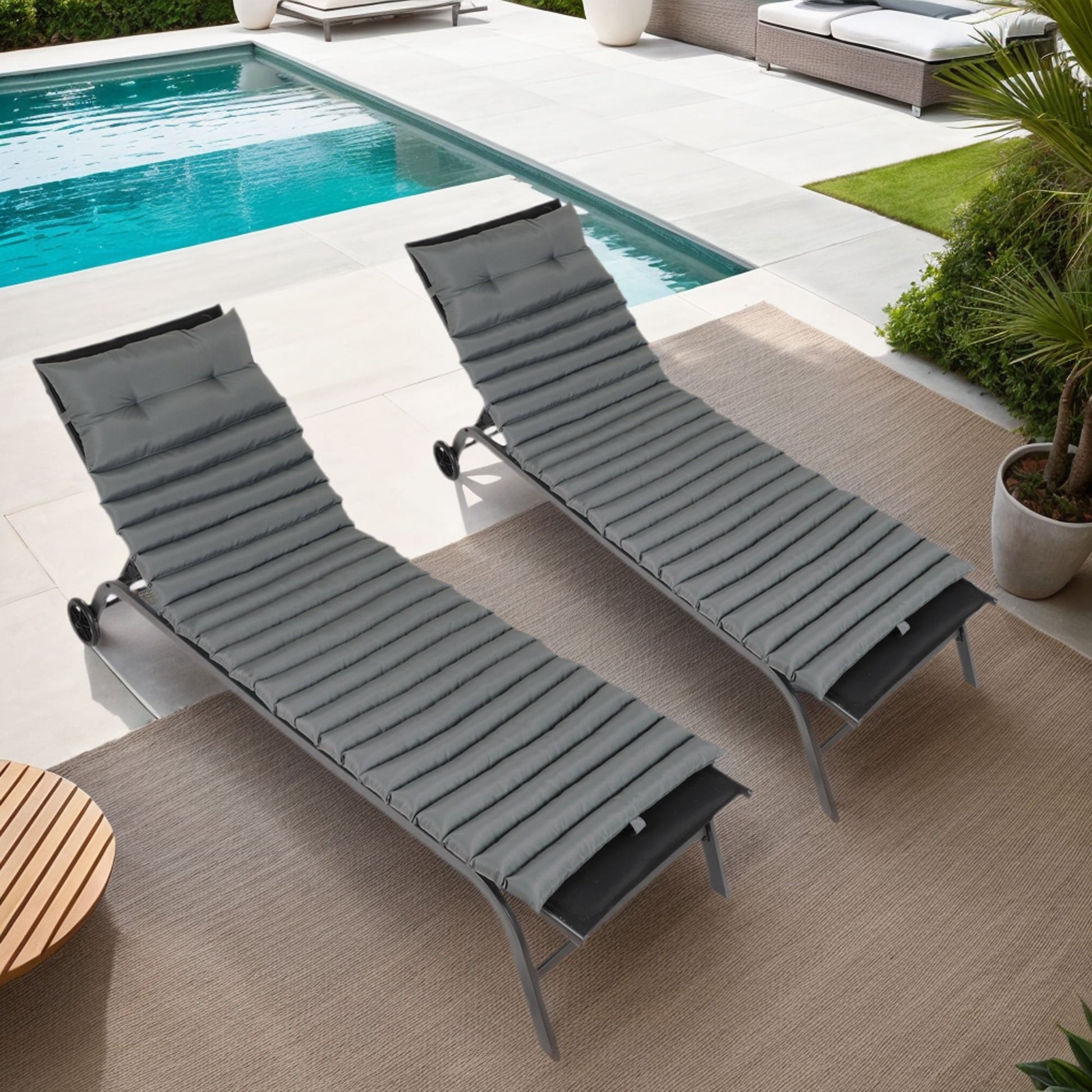 2 Piece Outdoor Chaise Lounge Chair Cushion Set Home Essentials