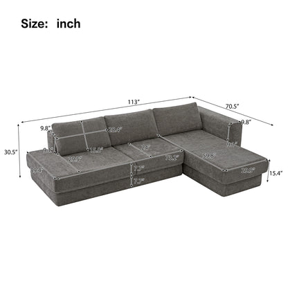 L-Shaped Modular Sofa With Double Layer Cushion Noble House