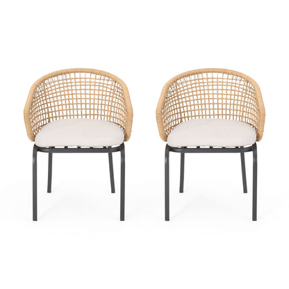 Outdoor Wicker Chair With Powder Coated Iron Legs Noble House