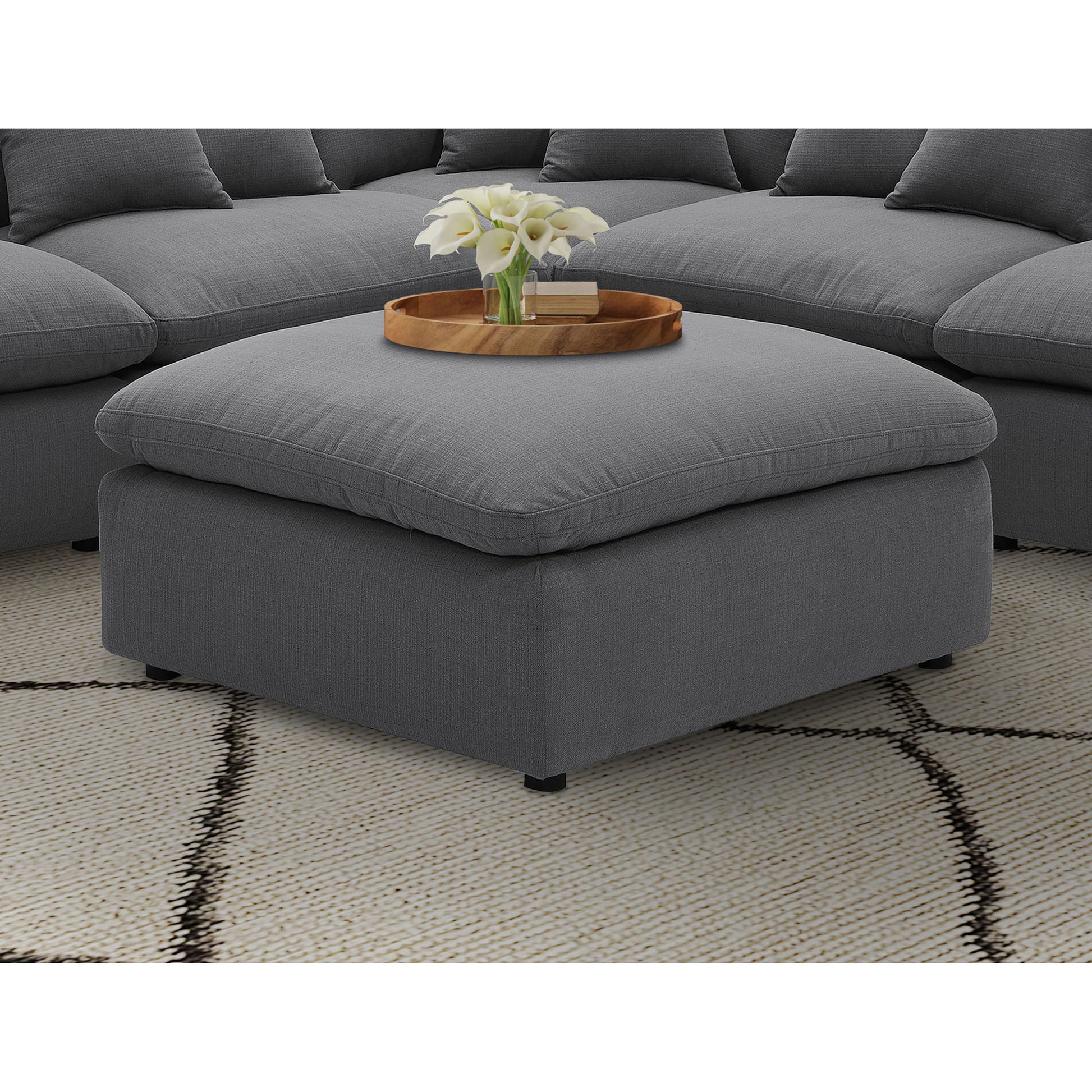Greeley - Upholstered Square Ottoman With Cushion - Charcoal Furniture Max