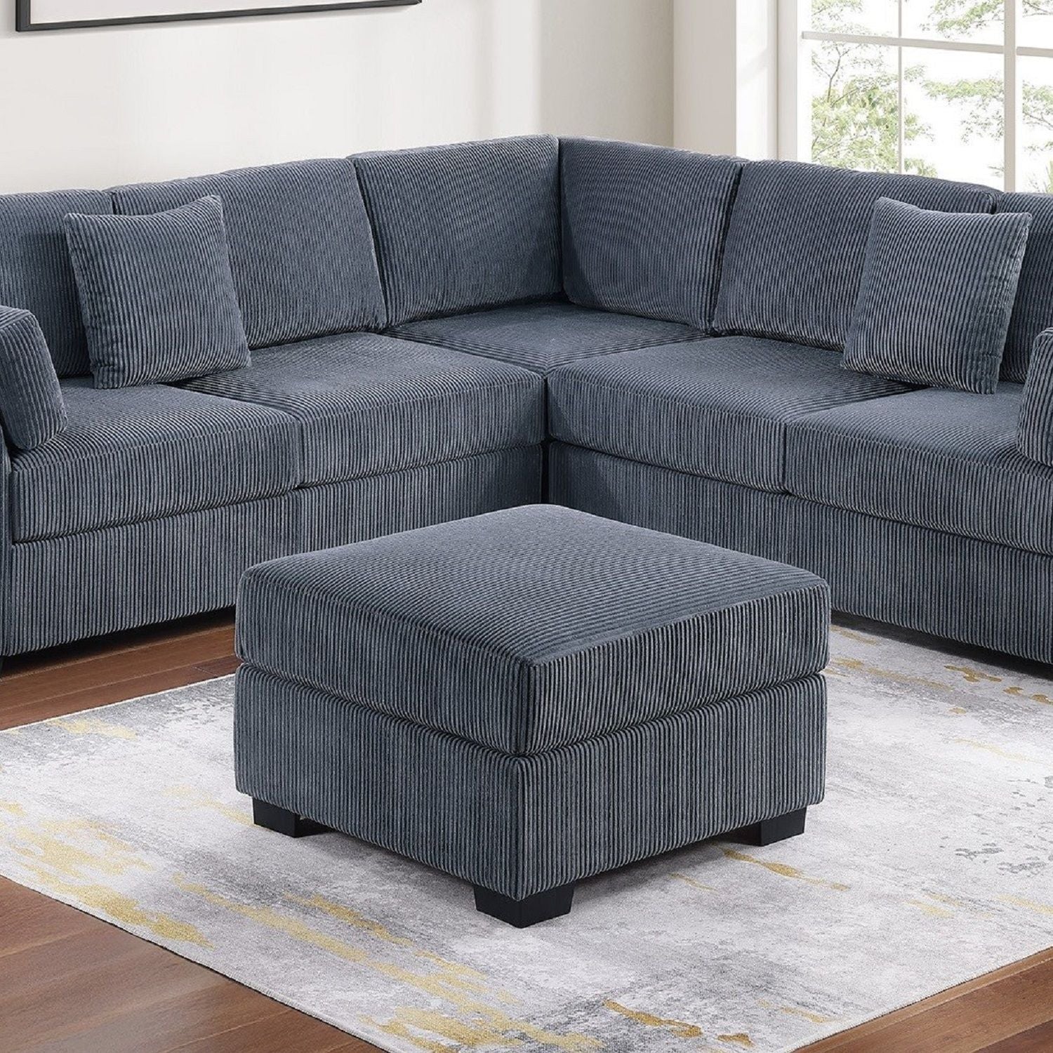 Contemporary L - Sectional Sofa Set With Ottoman And Pillows Home Essentials