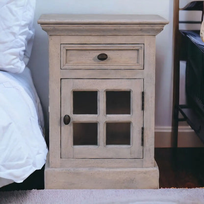 Glazed Bedside Table - Stone White Artisan Furniture