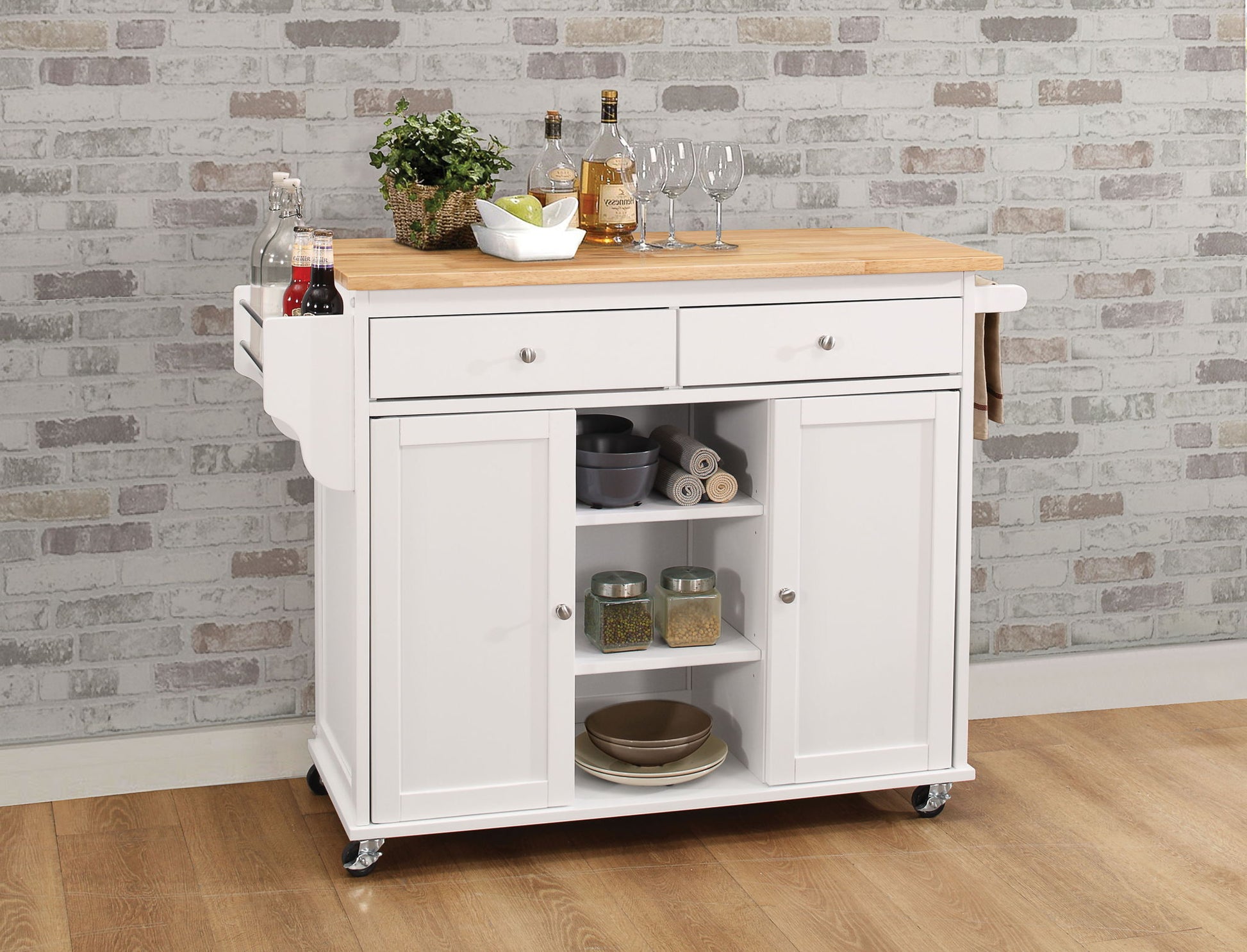 Tullarick - Kitchen Cart - Natural / White Acme