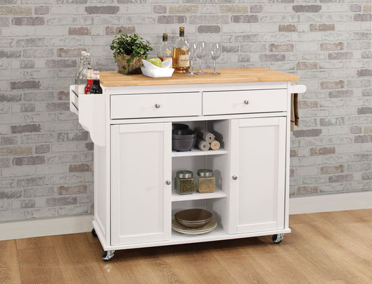 Tullarick - Kitchen Cart - Natural / White Acme