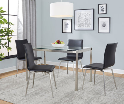 Fuji Mason - Upholstered Swivel Contemporary Dining Set Dining Set, Glass, 5 Piece Lumi Source