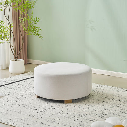 Round Ottoman, Minimalist Footstool - White Noble House