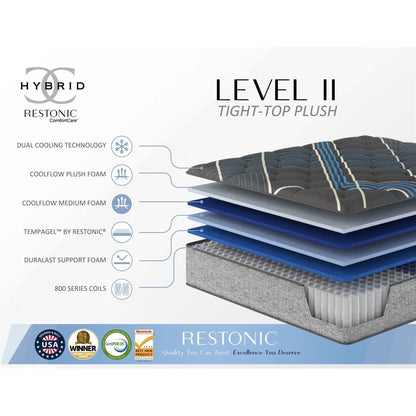 Tempagel - 13" Plush Mattress With Cooling Technology Restonic Mattress