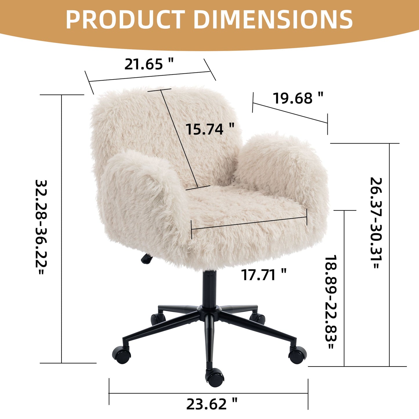 Swivel Chair With Adjustable Armrests And Wheels For Home Office - Beige Home Essentials